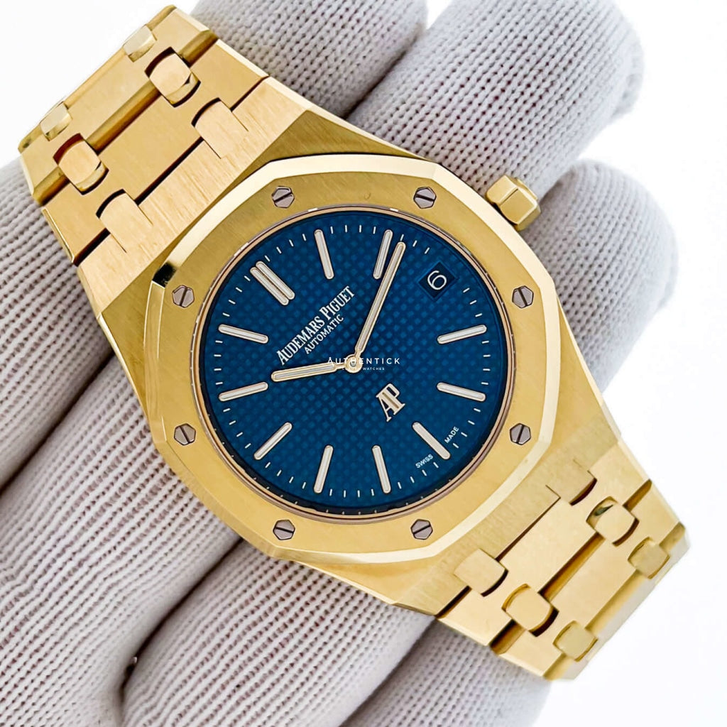 Audemars Piguet Jumbo Extra Thin Yellow Gold Blue Dial