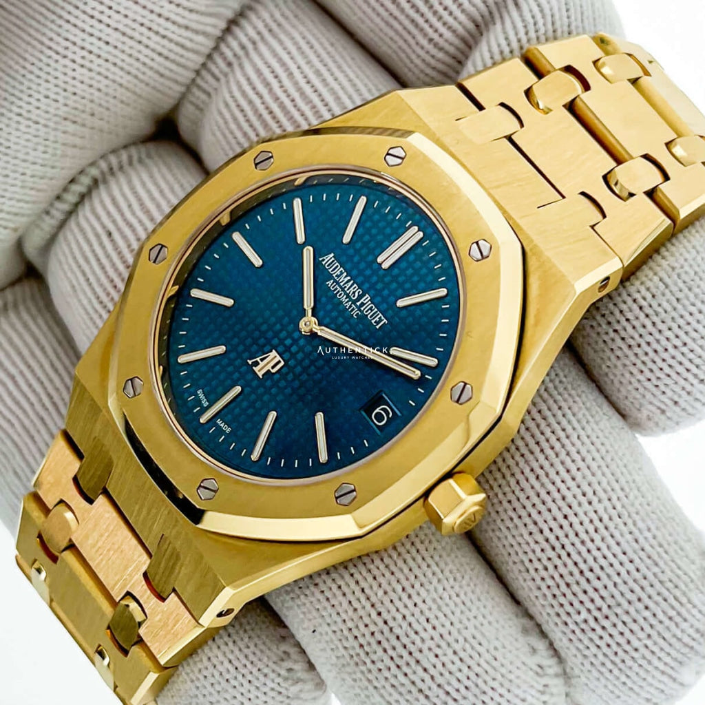 Audemars Piguet Jumbo Extra Thin Yellow Gold Blue Dial