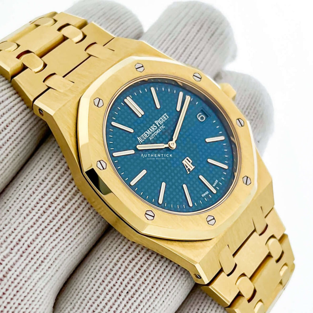 Audemars Piguet Jumbo Extra Thin Yellow Gold Blue Dial
