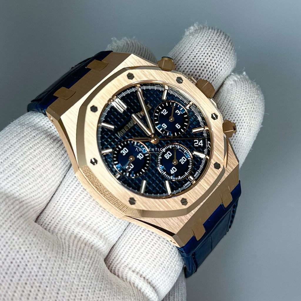 Audemars Piguet Royal Oak Chronograph Rose Gold Blue Dial 50th Anniversary 26240OR.OO.D315CR.01