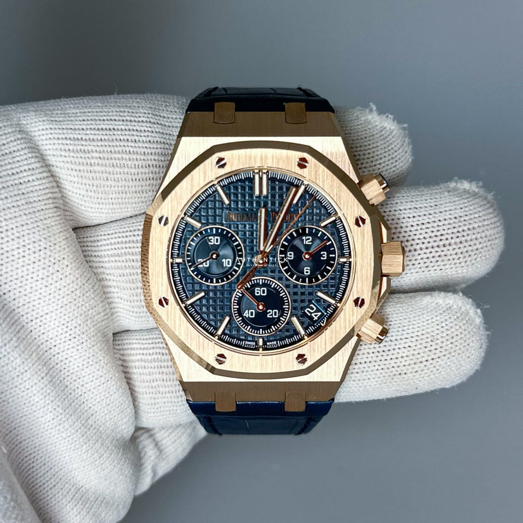 Audemars Piguet Royal Oak Chronograph Rose Gold Blue Dial 50th Anniversary 26240OR.OO.D315CR.01