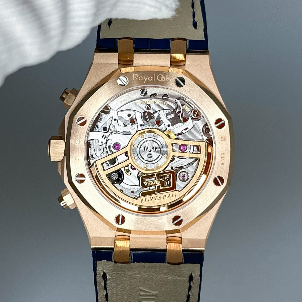 Audemars Piguet Royal Oak Chronograph Rose Gold Blue Dial 50th Anniversary 26240OR.OO.D315CR.01
