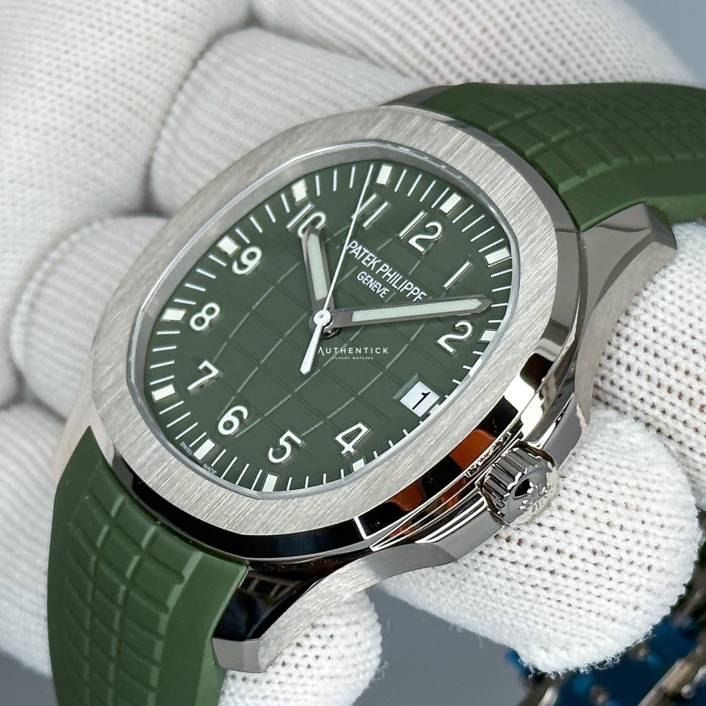 Patek Philippe Aquanaut White Gold Green Khaki Dial 5168G-010