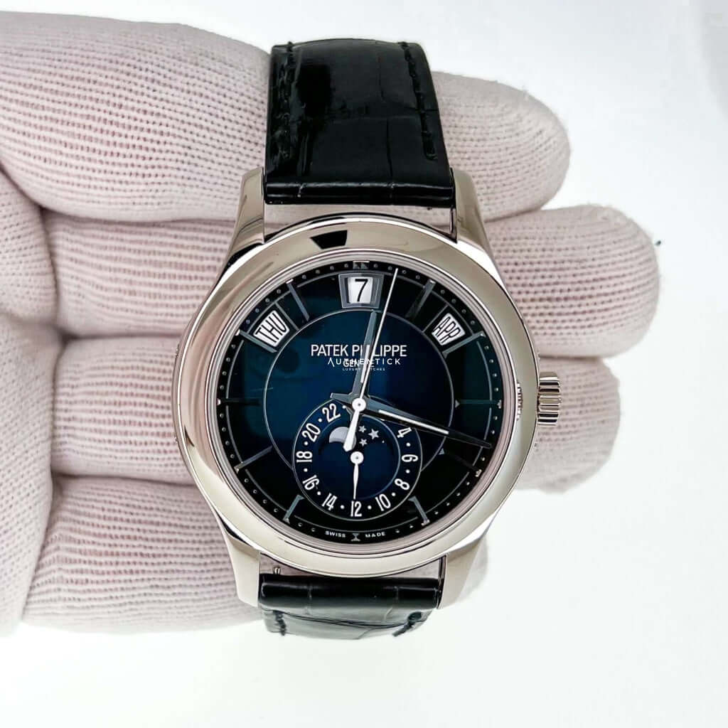 Patek Philippe Complications Annual Calendar White Gold Blue Dial 5205G-001
