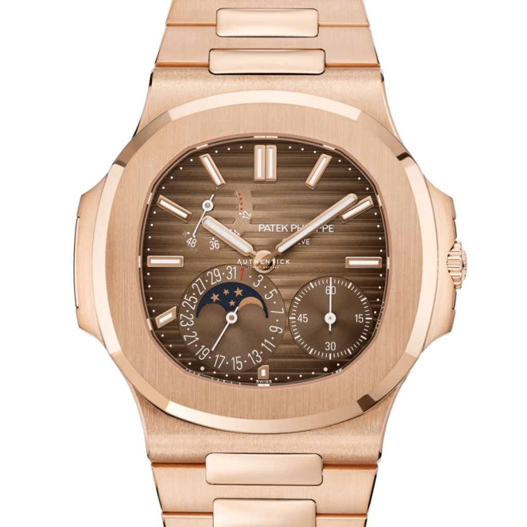 Patek Philippe Nautilus Moon Phase Rose Gold Chocolate Dial 5712/1R-001