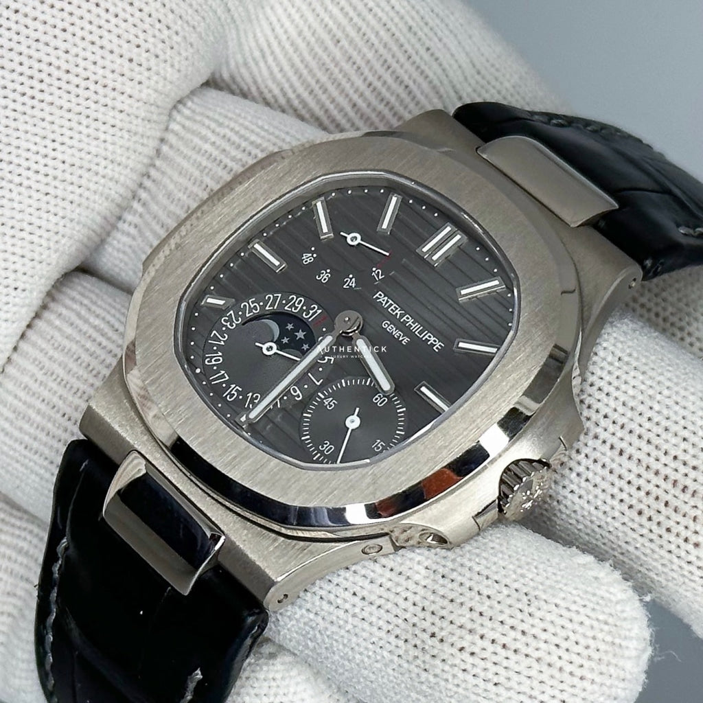 Patek Philippe Nautilus Moon Phase White Gold Grey Dial 5712G-001
