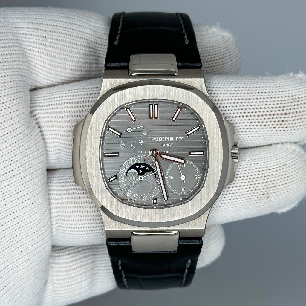 Patek Philippe Nautilus Moon Phase White Gold Grey Dial 5712G-001
