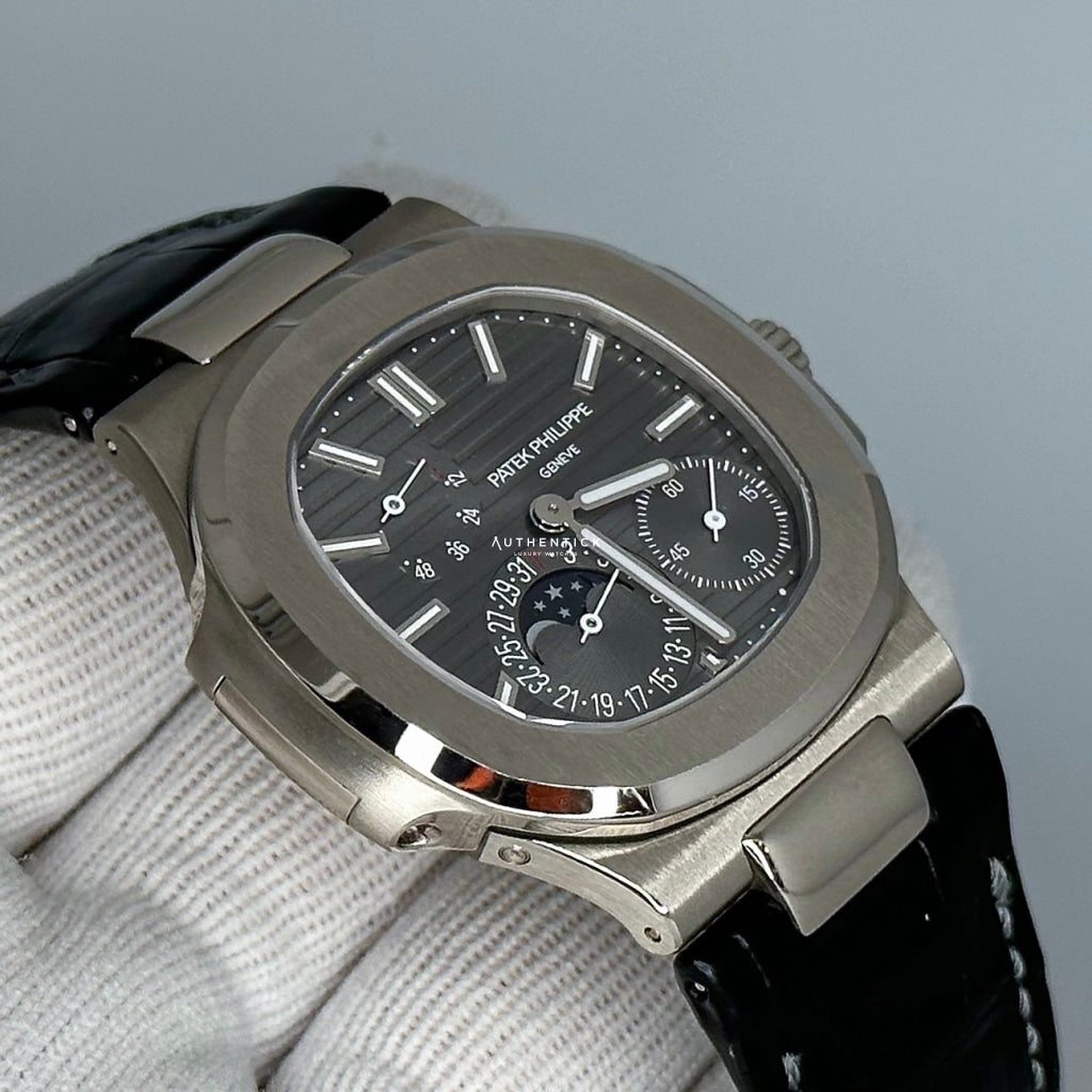 Patek Philippe Nautilus Moon Phase White Gold Grey Dial 5712G-001