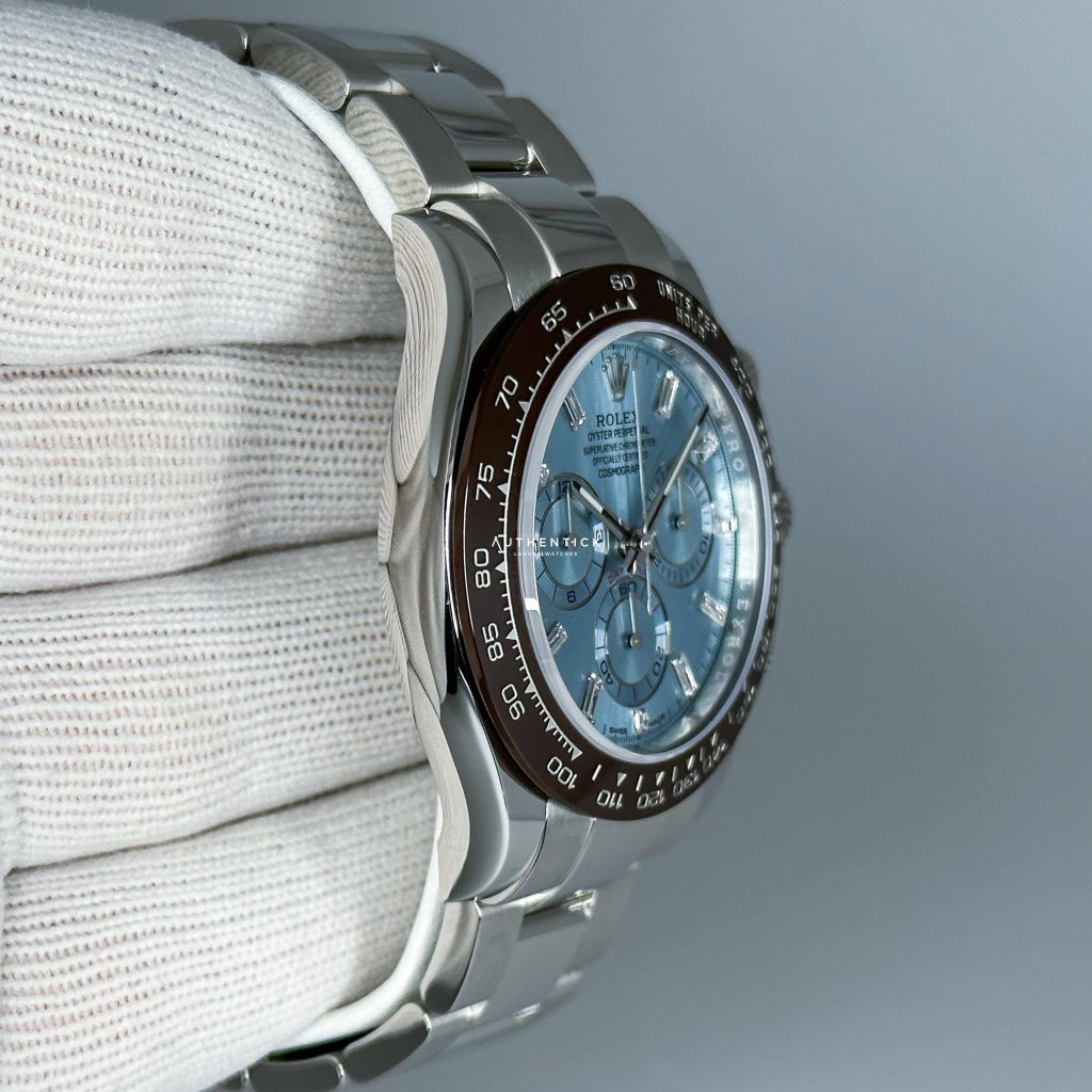 Rolex Cosmograph Daytona Platinum Ice Blue Baguette Dial 116506-0002