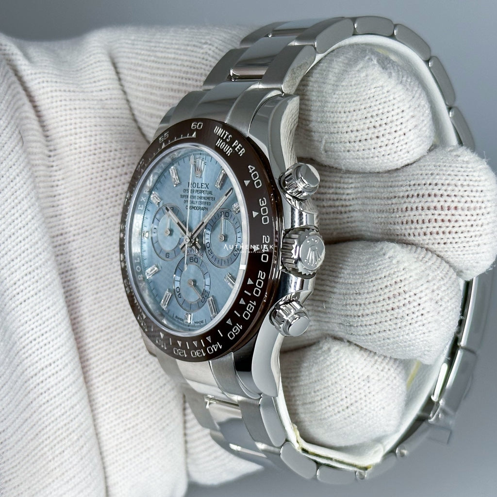 Rolex Cosmograph Daytona Platinum Ice Blue Baguette Dial 116506-0002