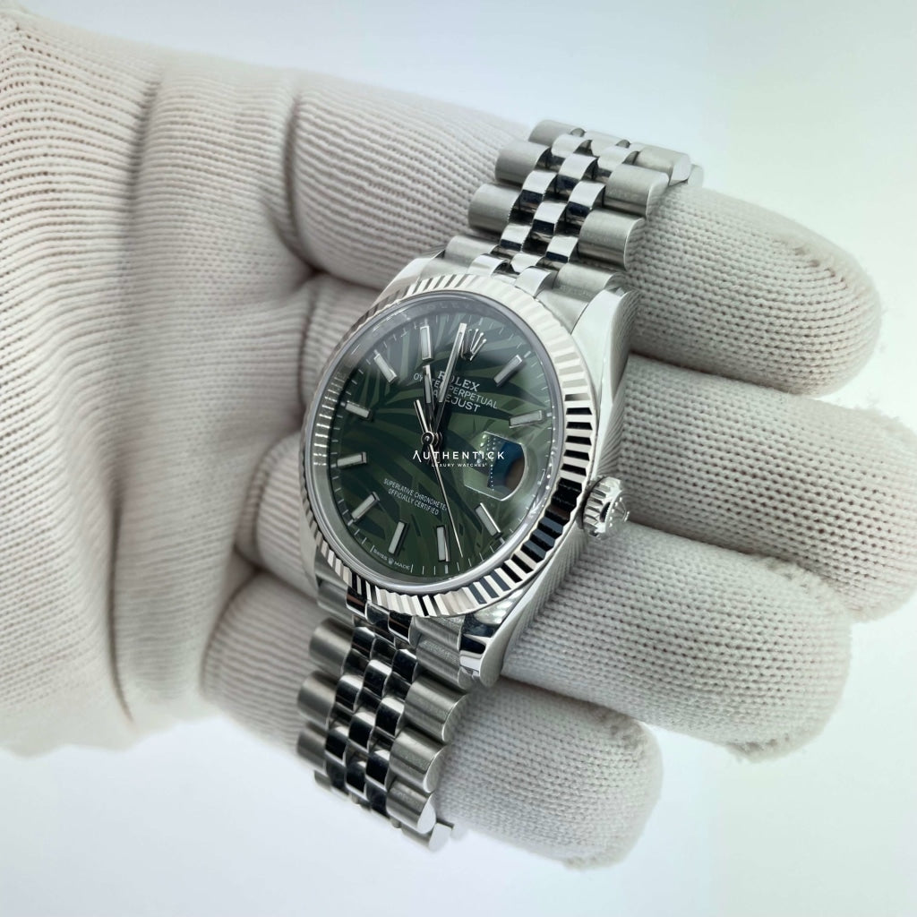 Rolex Datejust 36 Green Palm Dial Stainless Jubilee