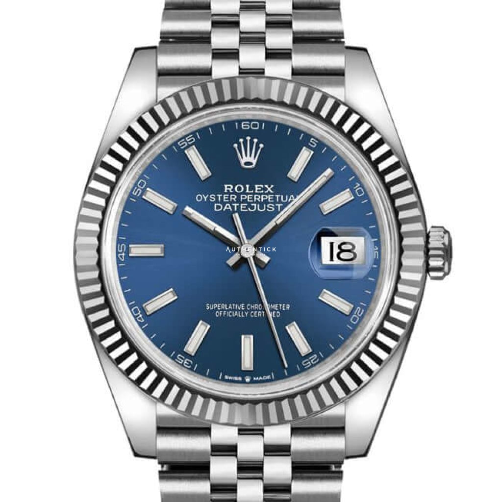 ROLEX DATEJUST 41 STAINLESS STEEL BLUE INDEX DIAL JUBILEE 126334