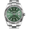 Rolex Datejust 41 Stainless Steel Oyster Fluted Bezel Green Stick Dial 126334