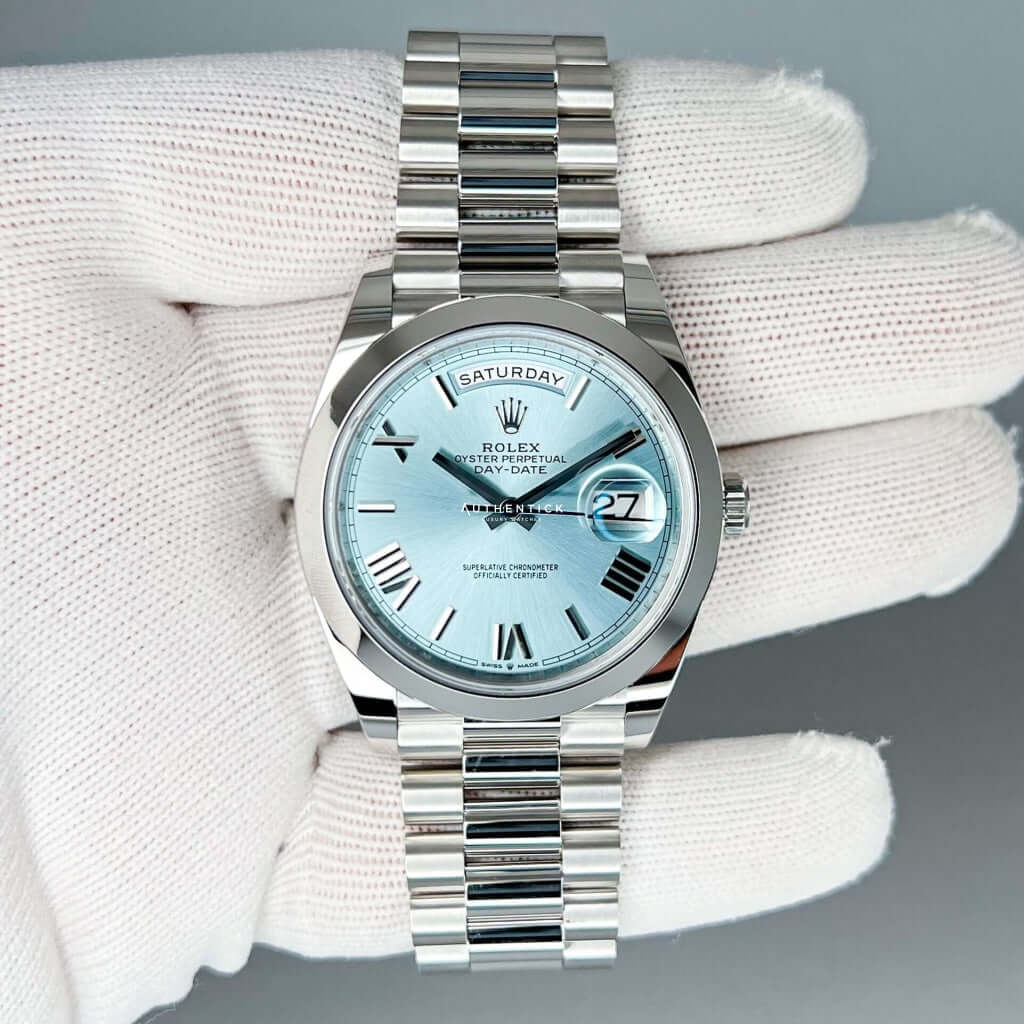 Rolex Day-Date 40 Platinum Ice Blue Roman Dial 228206