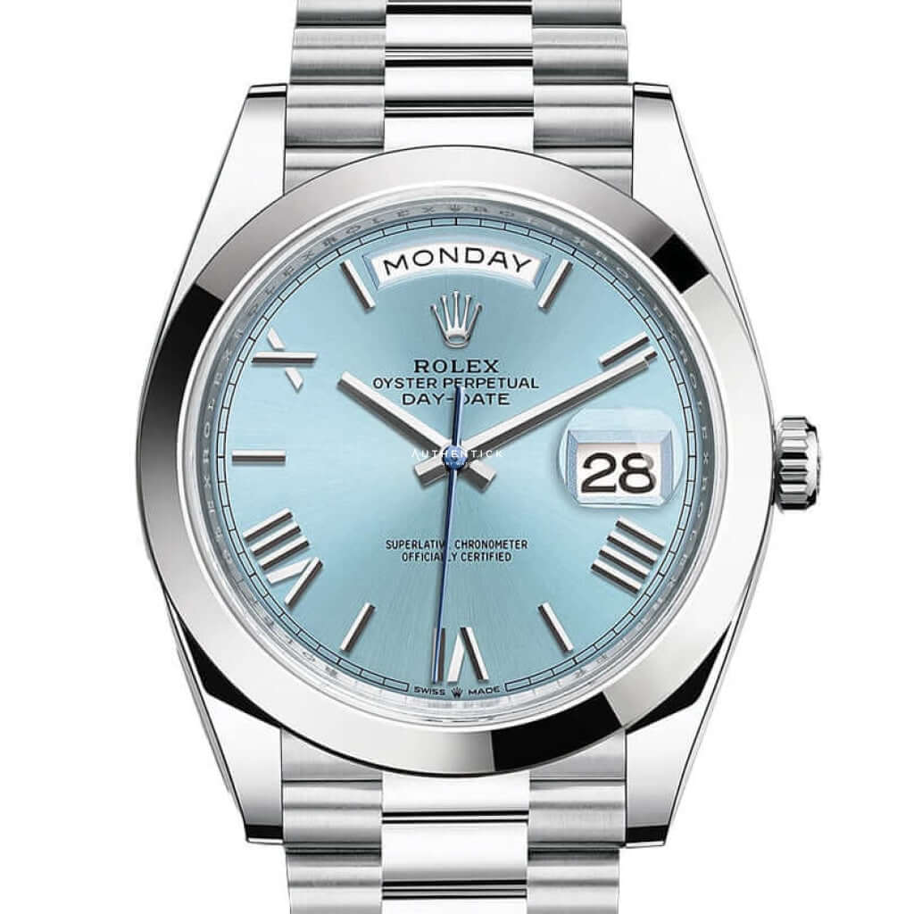 Rolex Day-Date 40 Platinum Ice Blue Roman Dial 228206