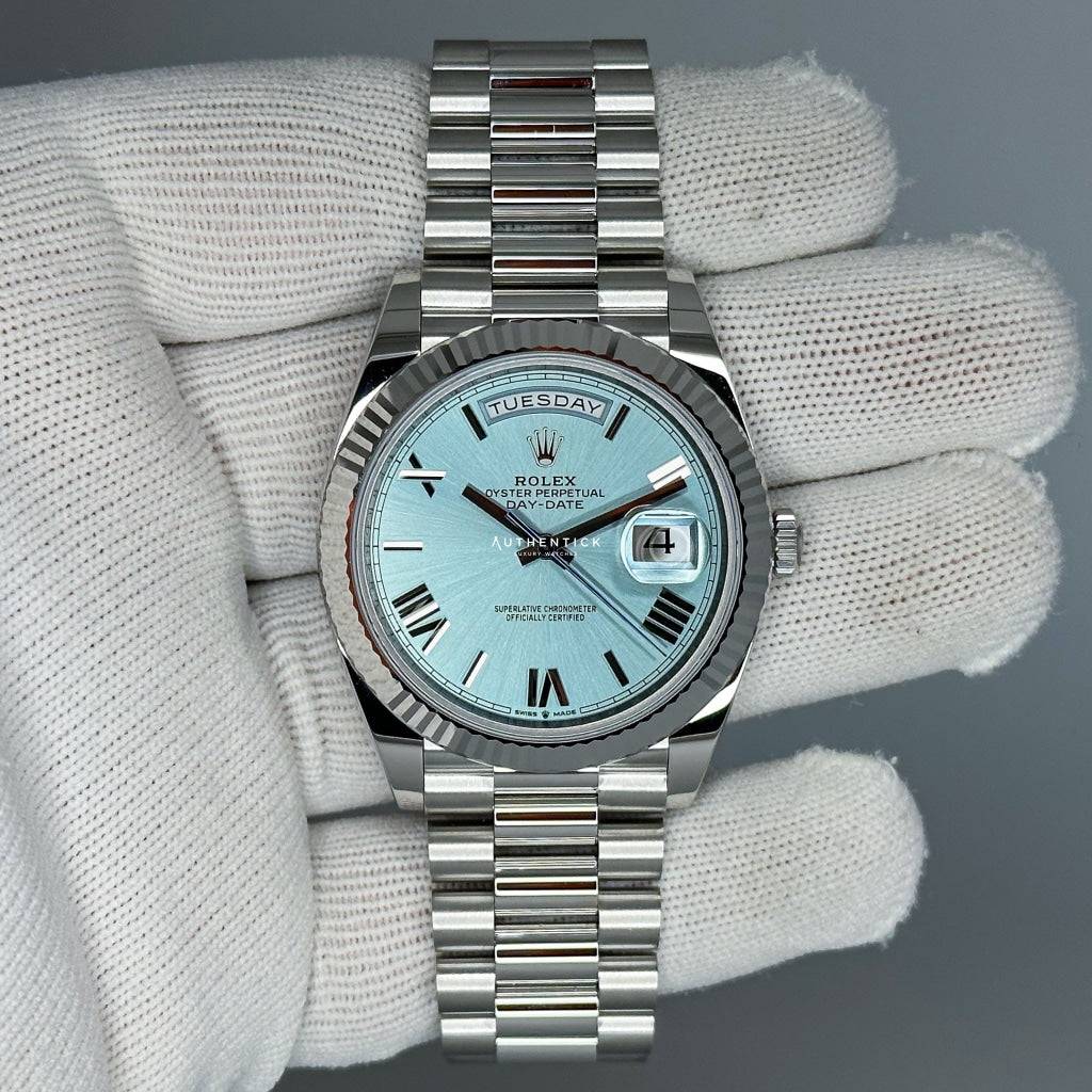 Rolex Day-Date 40 Platinum Ice Blue Roman Dial 228236