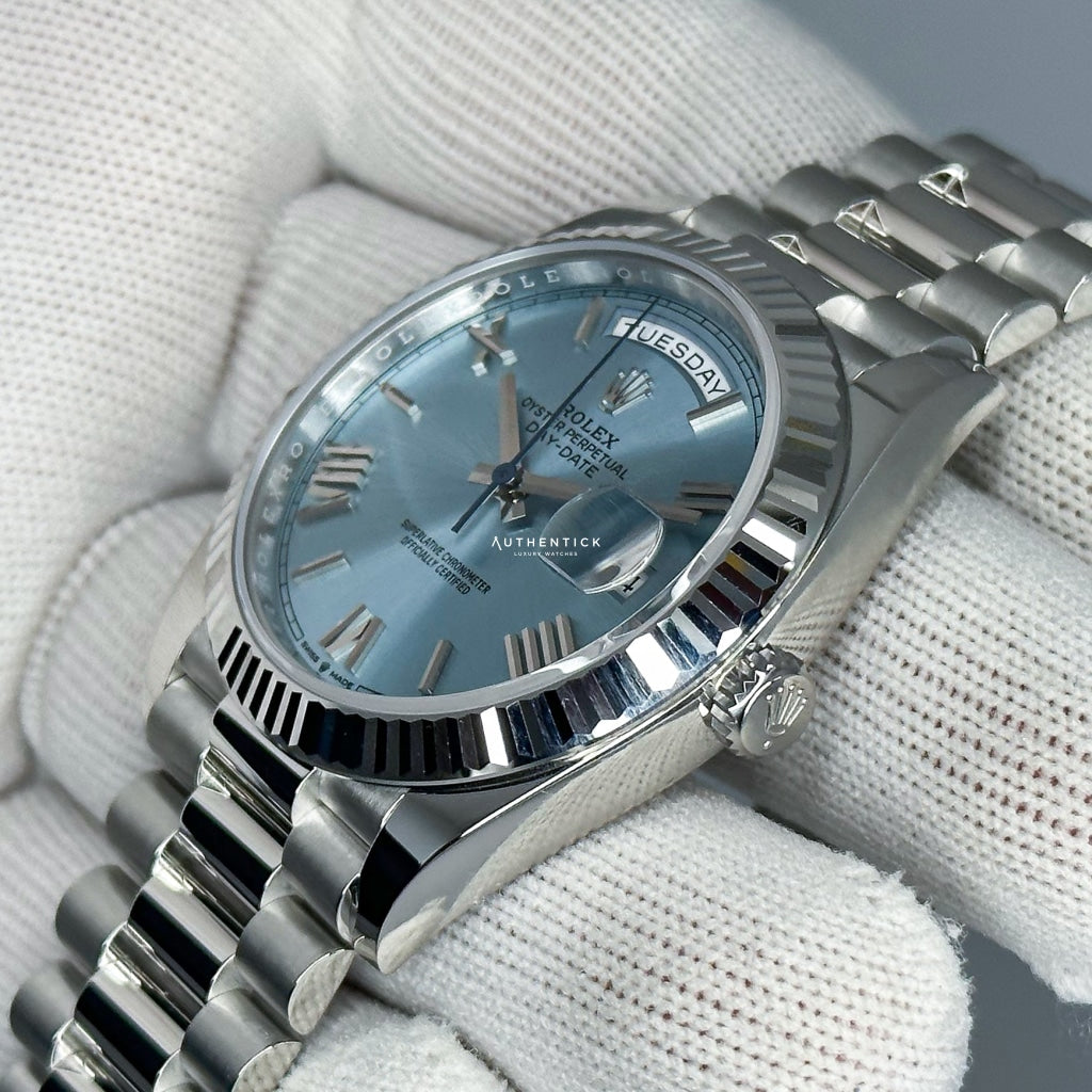 Rolex Day-Date 40 Platinum Ice Blue Roman Dial 228236