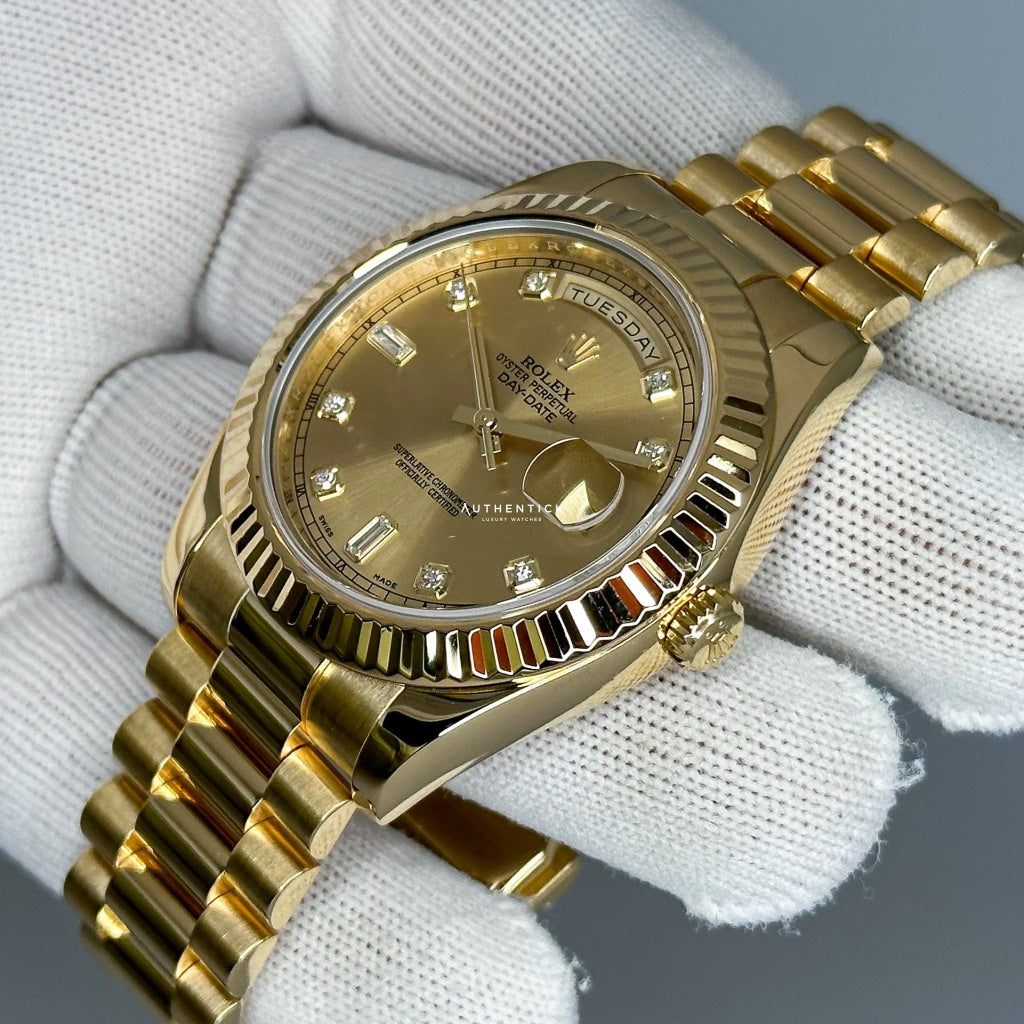 Rolex Day-Date 41 Yellow Gold Champagne Diamond Dial 218238