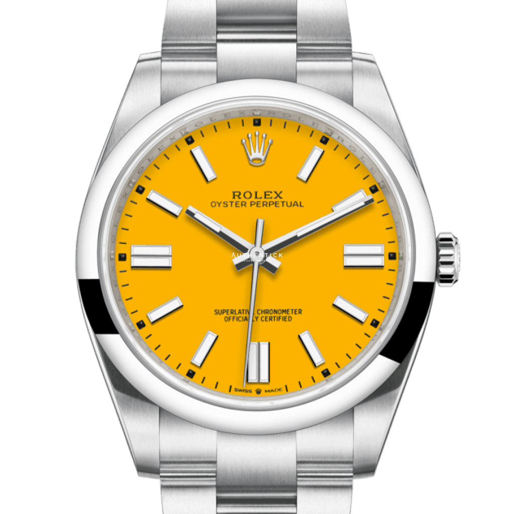 ROLEX OYSTER PERPETUAL 41 STAINLESS STEEL YELLOW DIAL 124300