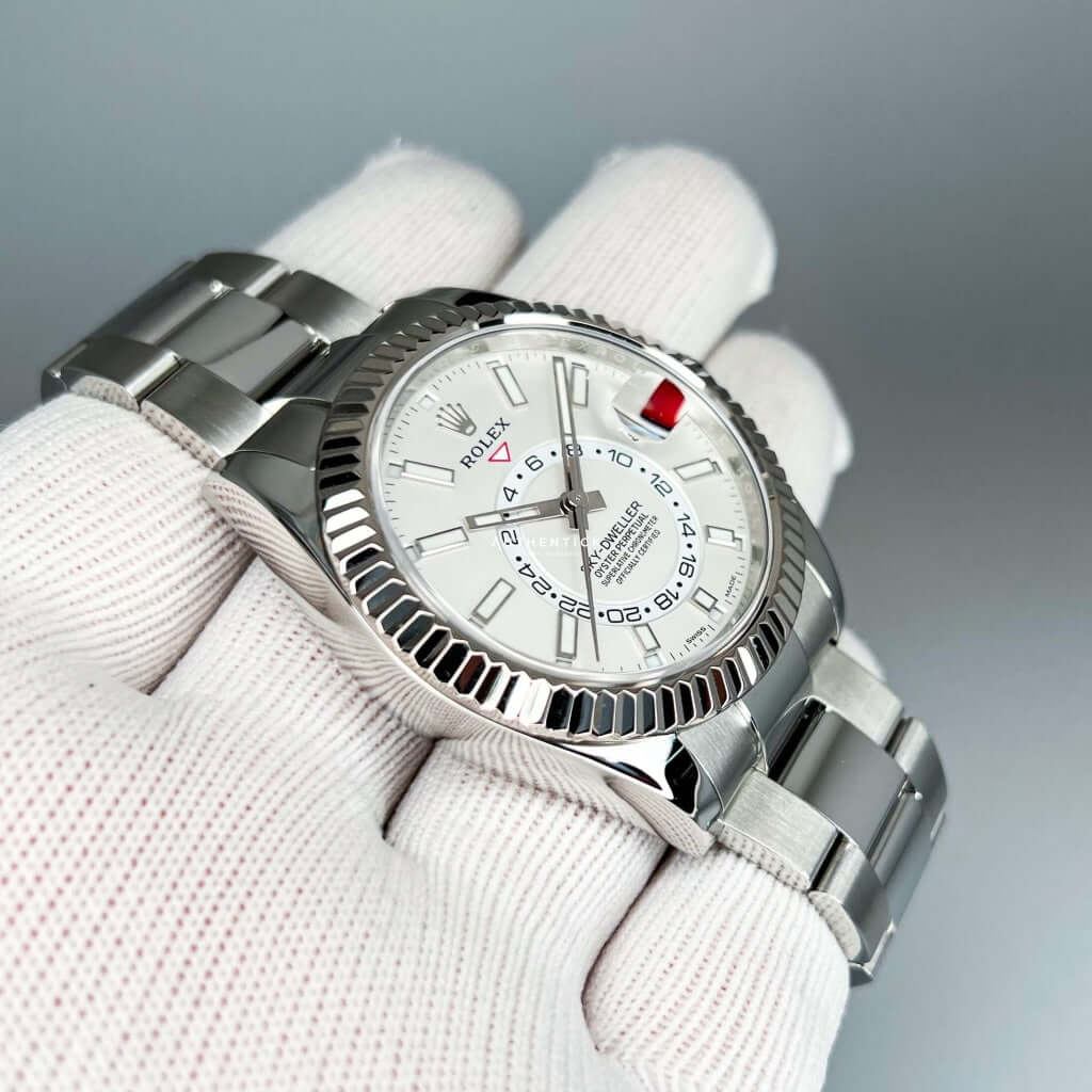 Rolex Sky-Dweller Stainless Steel & White Gold Bezel White Dial 326934