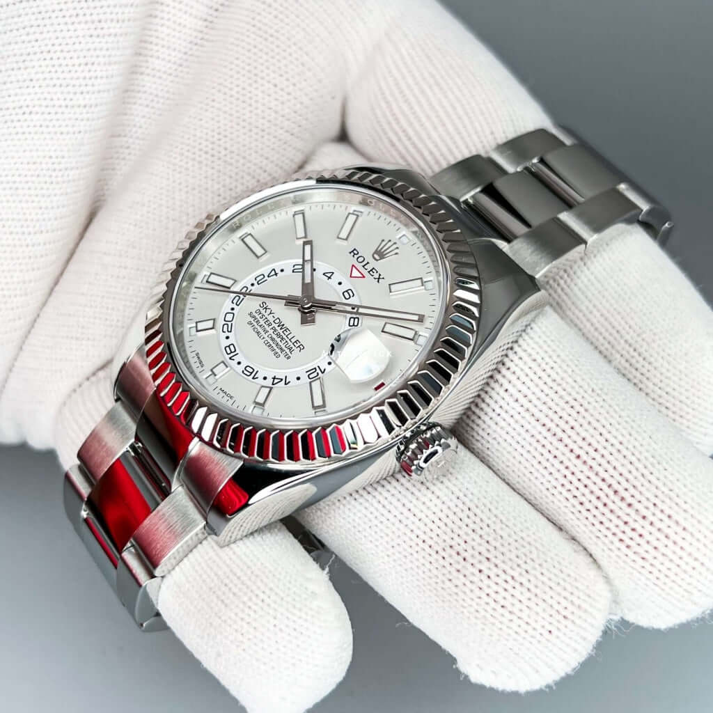 Rolex Sky-Dweller Stainless Steel & White Gold Bezel White Dial 326934