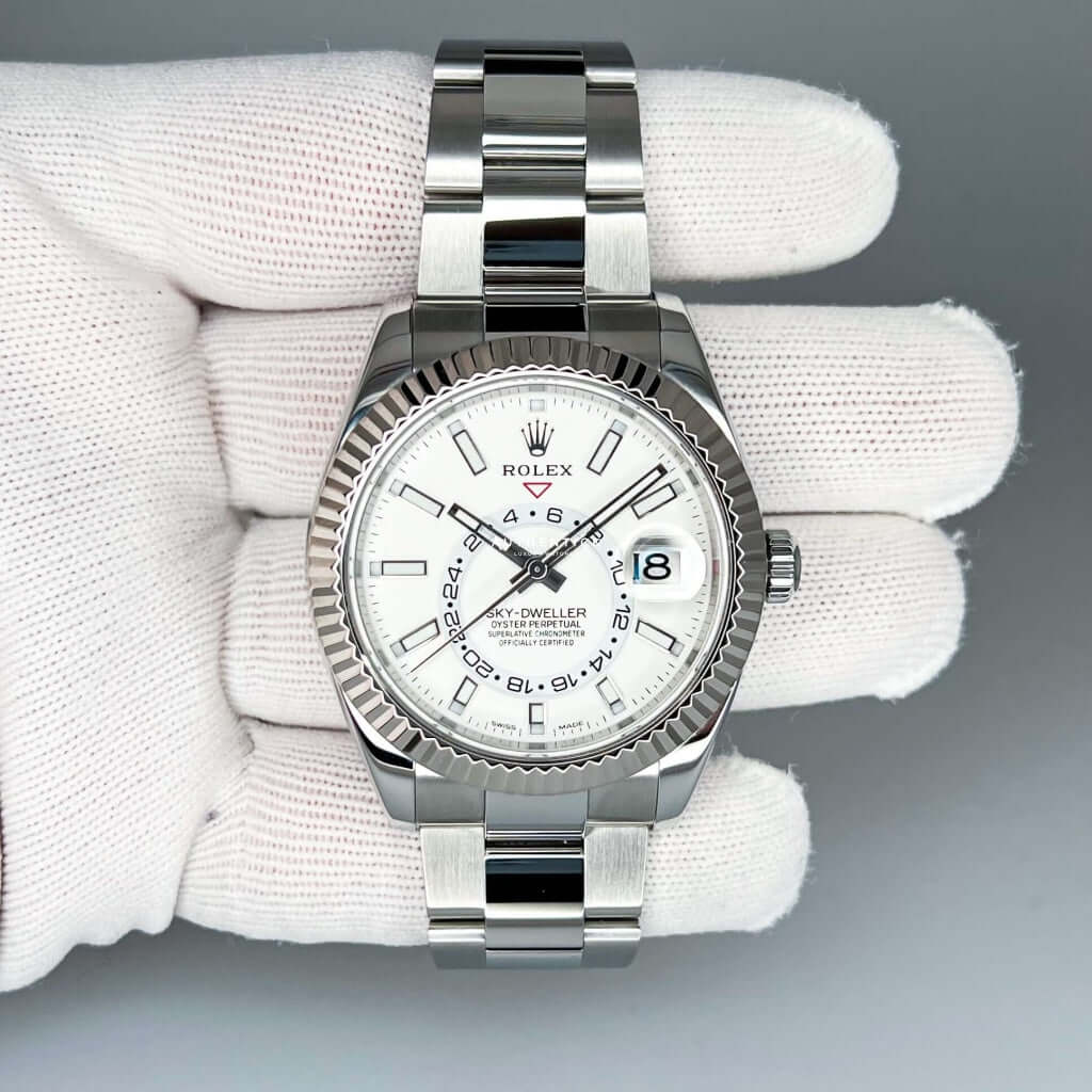 Rolex Sky-Dweller Stainless Steel & White Gold Bezel White Dial 326934