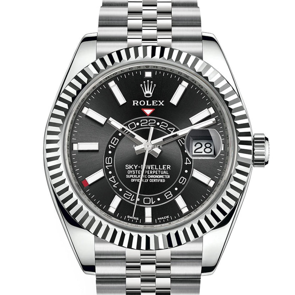 Rolex Sky-Dweller Stainless Steel & White Gold Black Dial Jubilee 326934